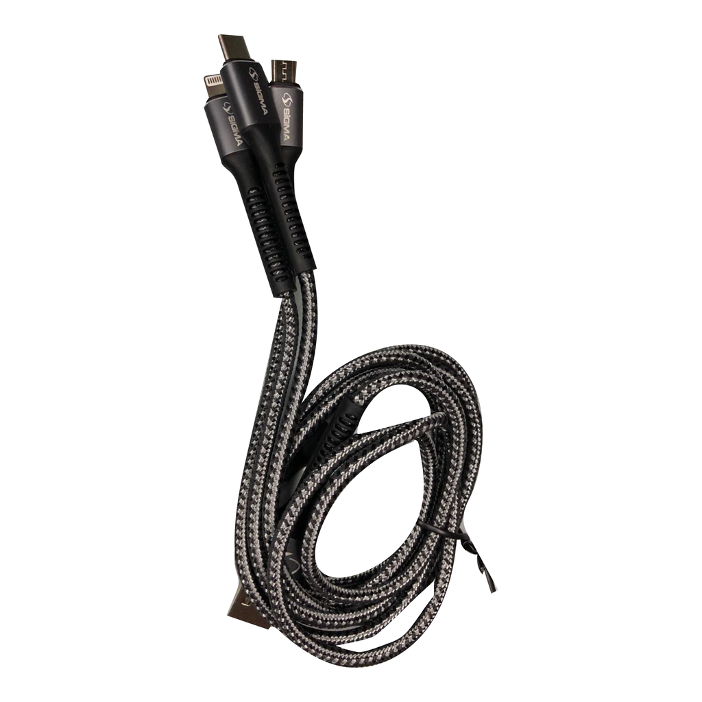 Sigma C6 | 3-in-1 Nylon Braided Fast Charging Cable (3.0A)